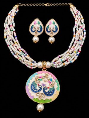 Peacock Work Necklace With Earrings